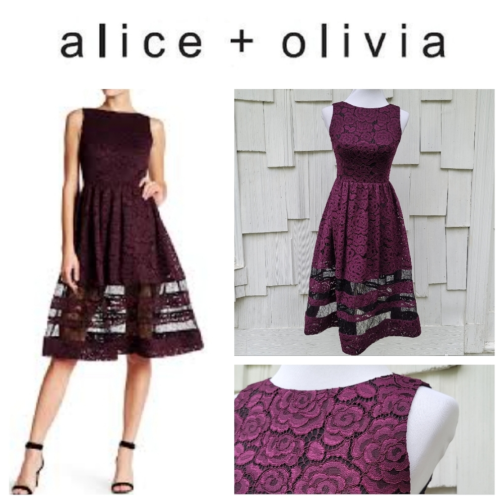Alice + Olivia Purple Lace Dress